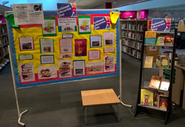 Libraries Day publicity in Hackney library.
