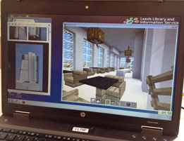 Minecraft on a laptop. Photo credit: Leeds libraries