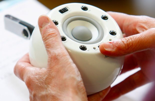 Boombox device which assists people with sight impairment
