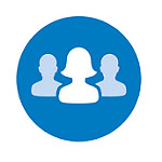 Graphic of 3 heads and shoulders in silhouette. The communities icon for Libraries Deliver.