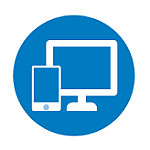 Graphic of a computer screen and mobile phone. Digital icon for Libraries Deliver.