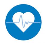 Graphic of a heart with a line going through it - the wellbeing icon for Libraries Deliver
