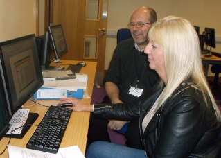 Ruth with one of the ReCom tutors in The Core. Photo credit: ReCom