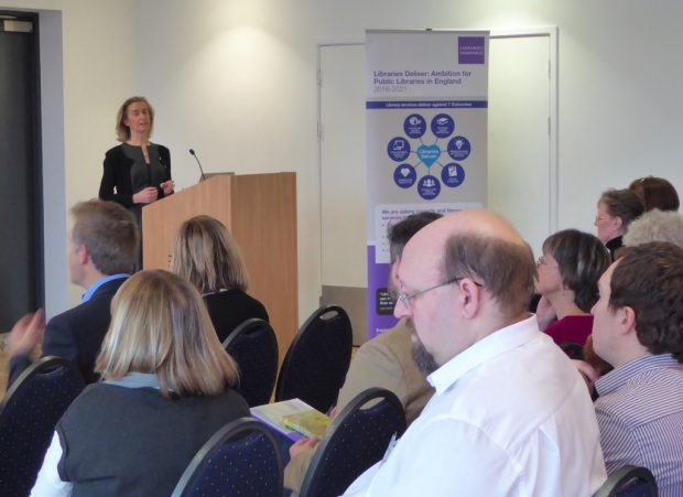 Kathy Settle introducing Libraries Deliver in Bristol. Photo credit: Julia Chandler/Libraries Taskforce