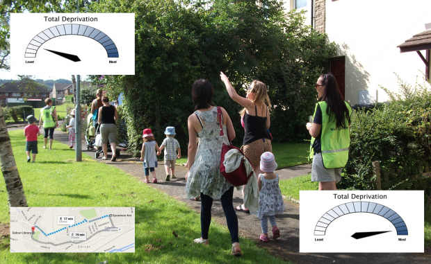 Using storywalks to bring together a community segregated by class. Photo credit: Kirklees Libraries