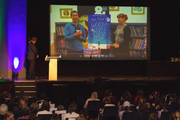 Christopher Edge accepting his award. Photo credit: East Sussex libraries