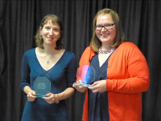 Award winners Aude Charillon (left) and Julie Thomson (right). Photo credit: Julia Chandler/Libraries