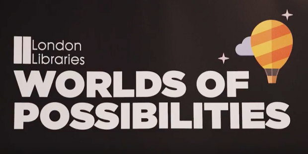 screengrab of the festival logo: London libraries: worlds of possibilities