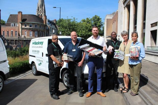 The Hackney Community Library Service team (plus, in the centre, Jon Burke, lead councillor for the service). Photo credit: Hackney Council