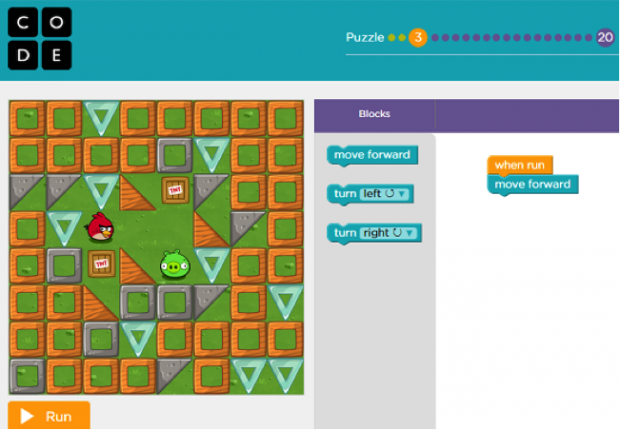 Screenshot from the Hour of Code site