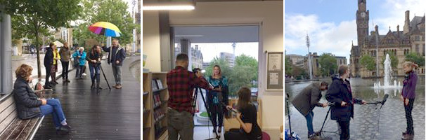 Poetry filming in Bradford. Photo credit: Dionne Hood/Bradford libraries