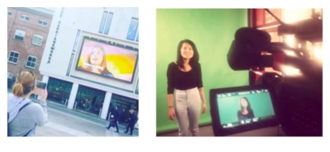 Watching the writers’ film being shown, and creating it in front of a green screen. Photo credit: Claire Duffield/Leeds libraries