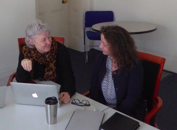 Sheila and Sophie getting down to work. (Sheila Bennett on the left, Sophie Lancaster on the right).