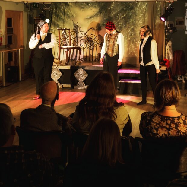 Photo of Dracula in performance in Wisbech library.