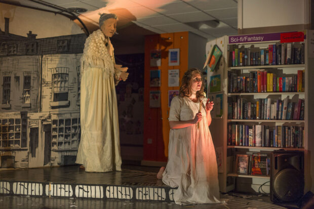 Photo of a performance of The Little Match Girl, in Ilfracombe library