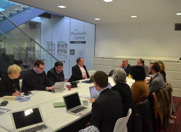 Photo of Alyn attending a meeting of the Libraries Taskforce in the Woolwich centre.