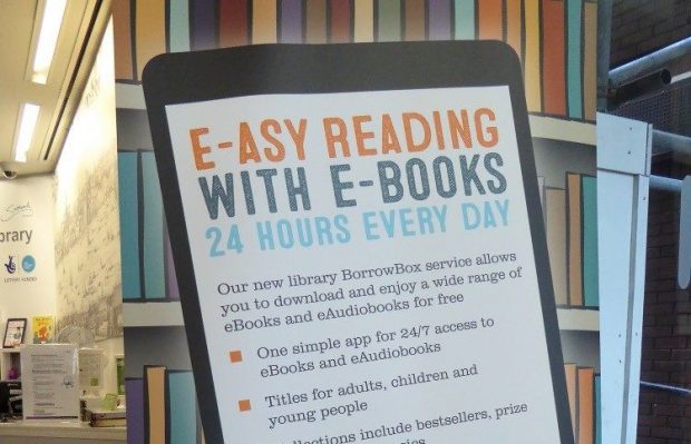 Poster for borrowing e-books in libraries