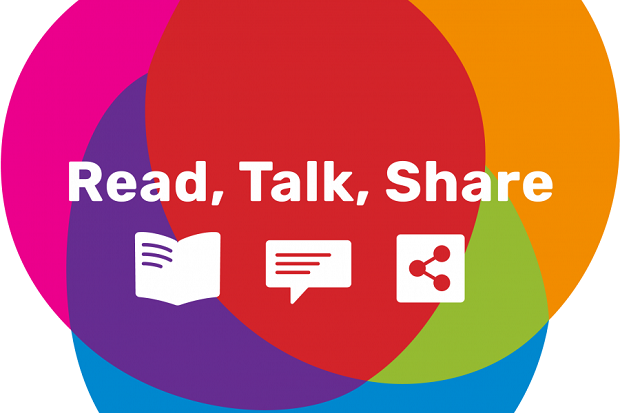 The Reading Agency Read, Talk, Share logo