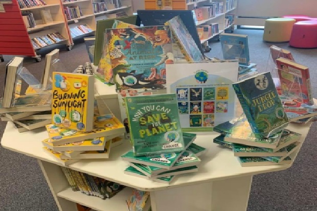Display of 'Earth Heroes' books